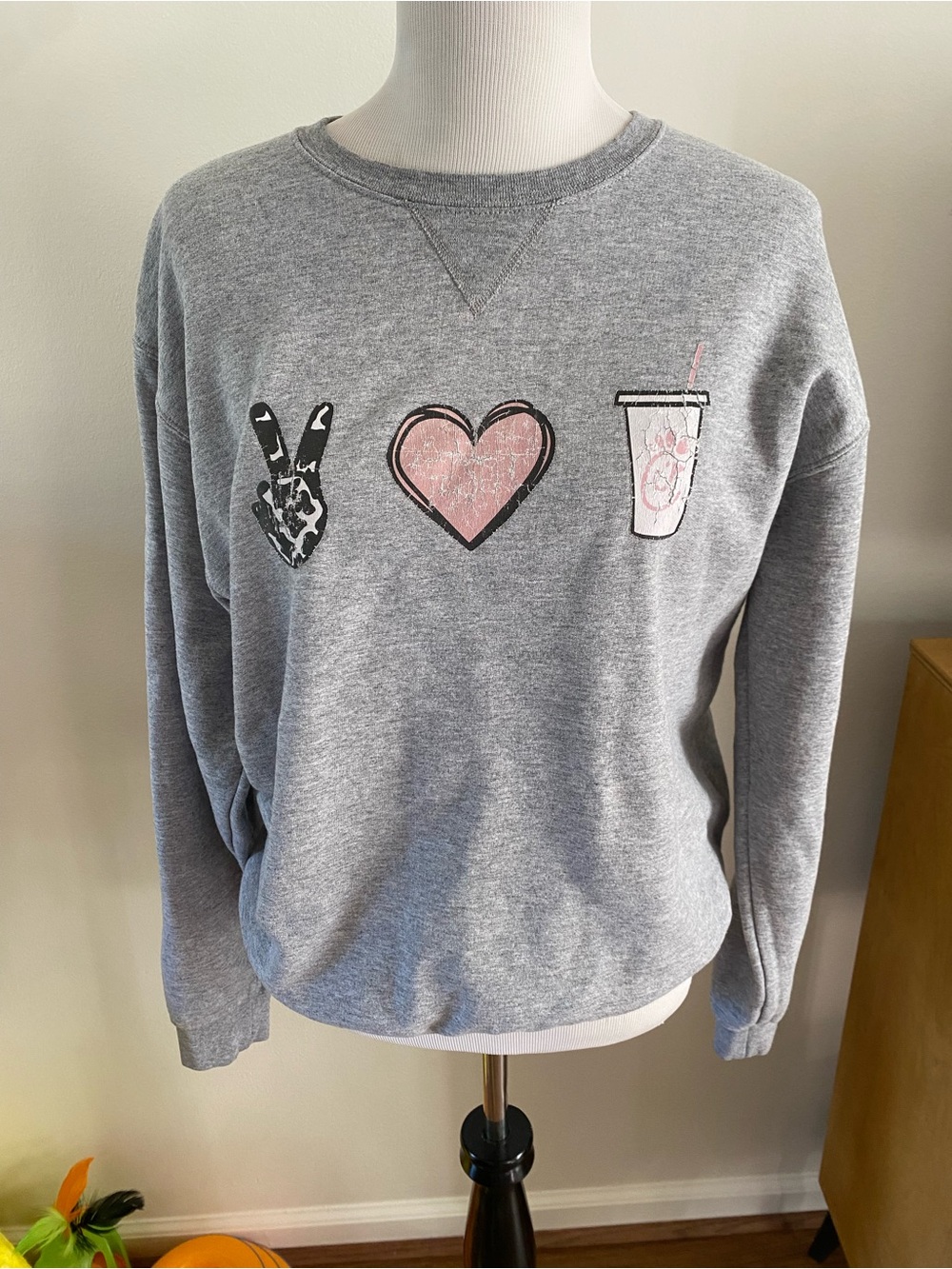 Peace Love Chick-fil-A Graphic Sweatshirt - Heather Grey Crewneck